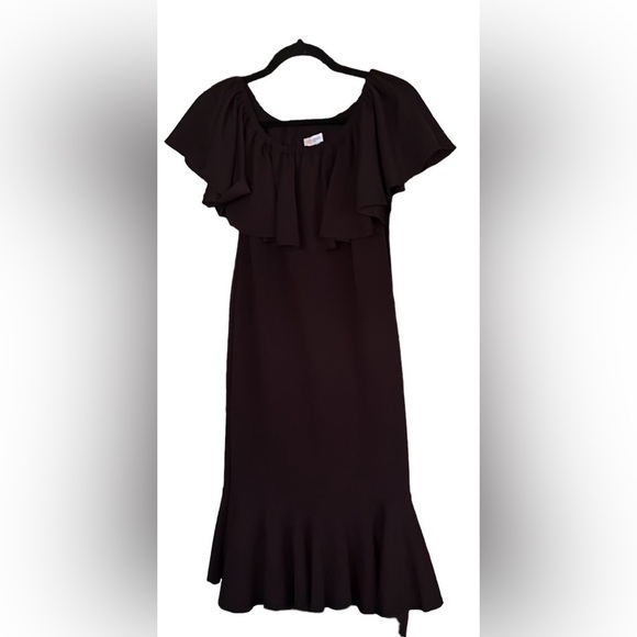 LuLaRoe Dresses & Skirts - LULAROE Black Ruffle-Sleeved Midlength Textured Dress, Size S, EUC
